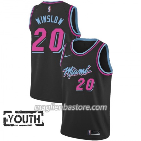 Maglia NBA Miami Heat Justise Winslow 20 2018-19 Nike City Edition Nero Swingman - Bambino